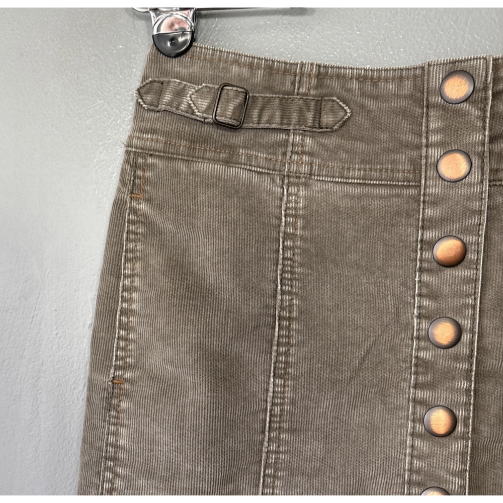 Gap Y2K Corduroy Skirt Size 2 Gray Snap Front Mini Short Straight Boho Academia - Picture 2 of 9